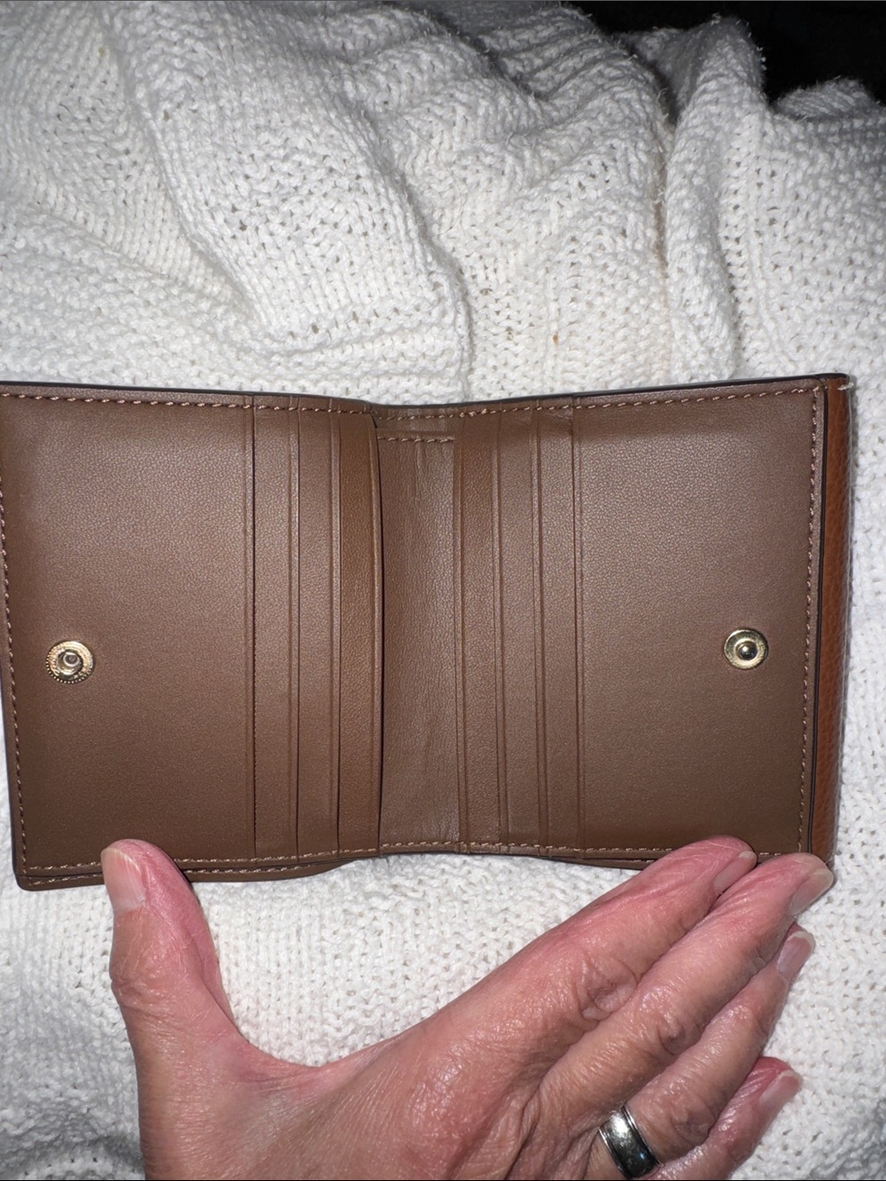 Coach Morgan Brown and Black Signature Compact Wallet with Gold Buckle - Picture 6 of 11